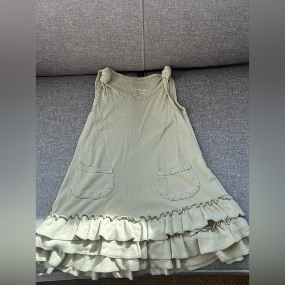 L’oved Baby Green Ruffled Drop Waist Dress-4T